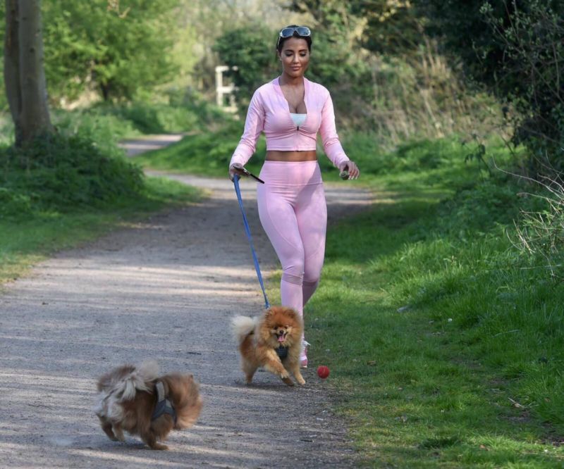 Yazmin Oukhellou Walking Her Dog Out In Essex