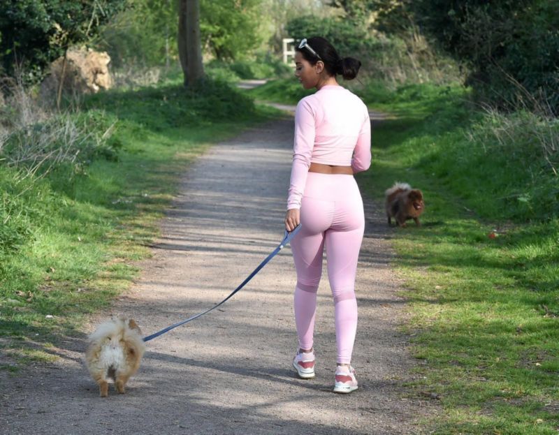 Yazmin Oukhellou Walking Her Dog Out In Essex