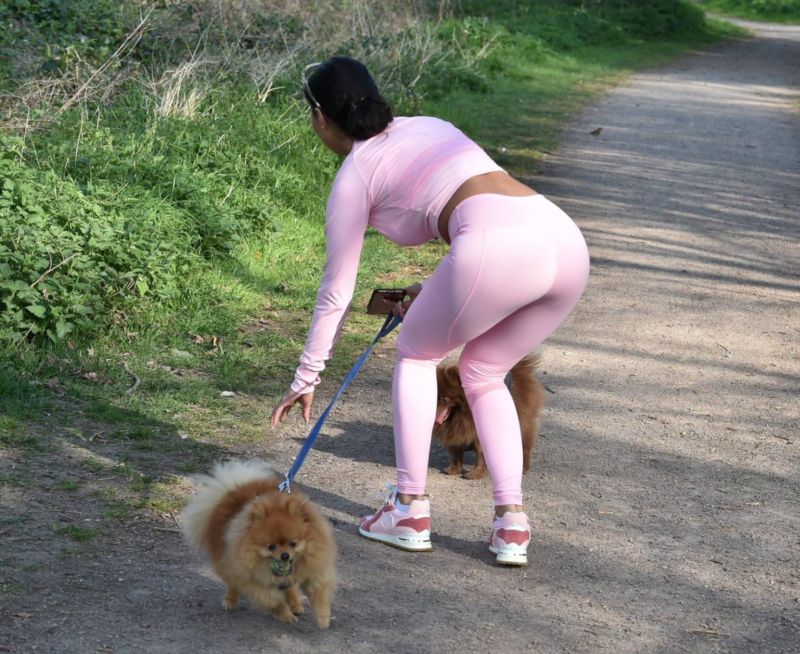 Yazmin Oukhellou Walking Her Dog Out In Essex