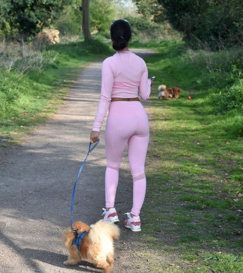 Yazmin Oukhellou Walking Her Dog Out In Essex